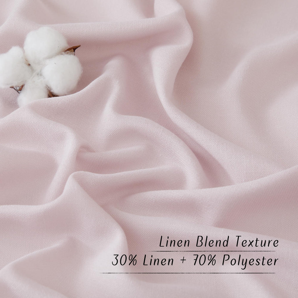 Nicetown Thick Linen Blush Pink Curtains 2 Panels For Kids Room, Grommet Flax Linen Privacy Added With Light Filtering Window Treatments For Bedroom/Living Room, W55 X L96