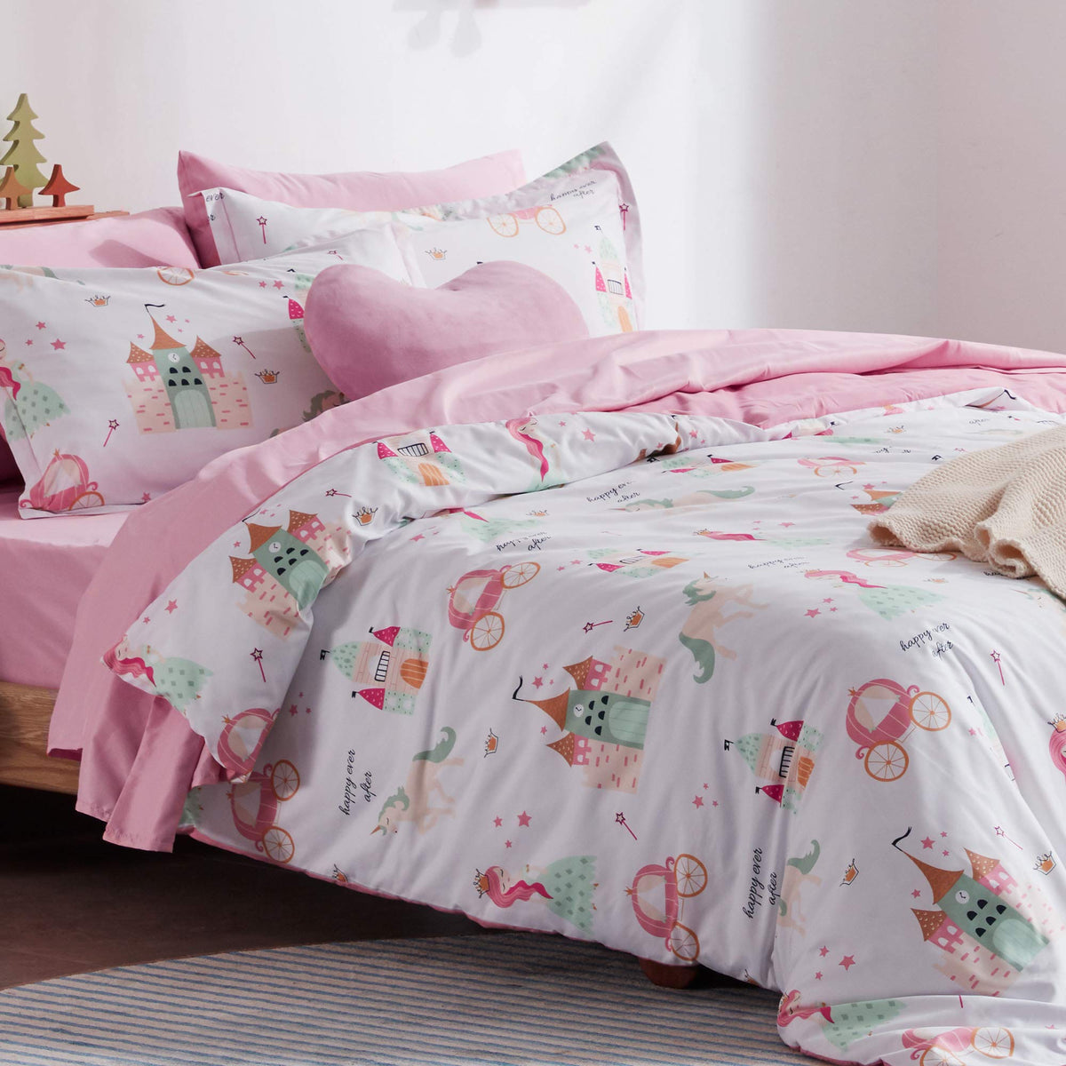 Sleep Zone Kids Duvet Cover Set Queen Size 3 Pieces - Super Soft & Cute Comforter Cover With 2 Pillow Shams, Easy Care Zipper Cl
