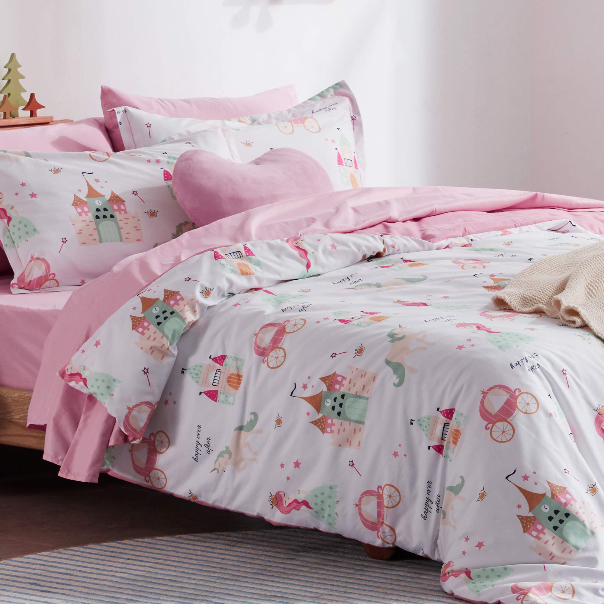 Sleep Zone Kids Duvet Cover Set Queen Size 3 Pieces - Super Soft & Cute Comforter Cover With 2 Pillow Shams, Easy Care Zipper Cl