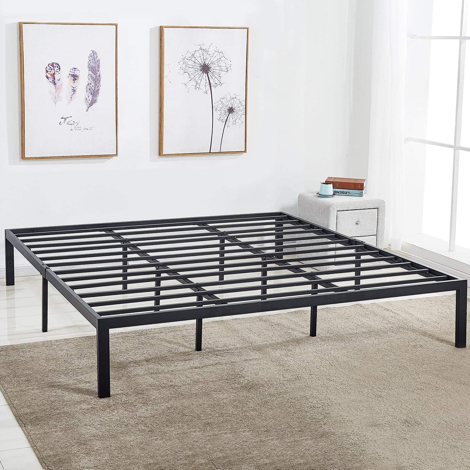 Vecelo 14 Inch King Metal Platform Bed Frame, Mattress Foundation, No Box Spring Needed,Steel Slat Support