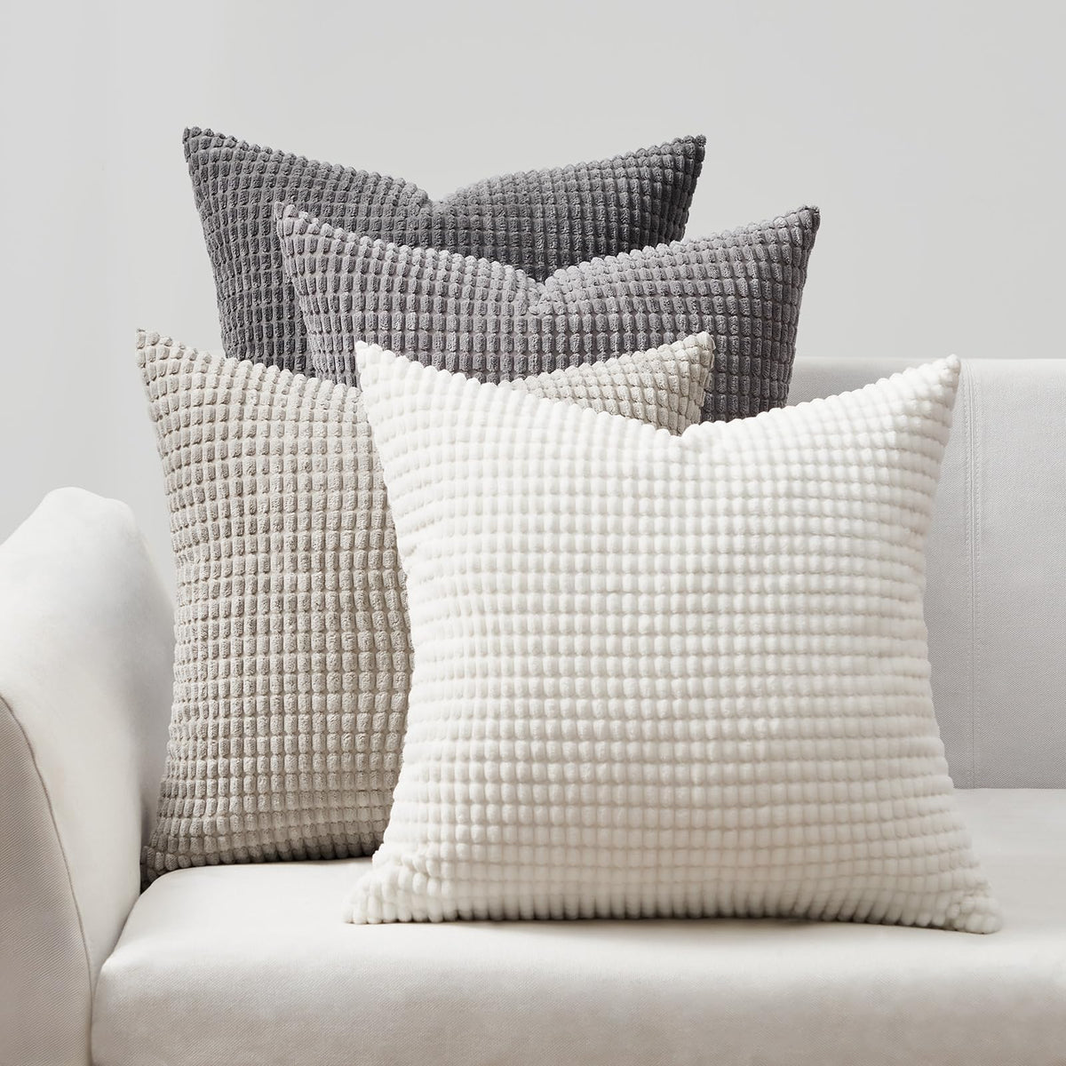 Topfinel 4 Packs Grey Decorative Throw Pillow Covers 22X22 Inch For Living Room Couch Bed Sofa, Boho Western Farmhouse Home Deco