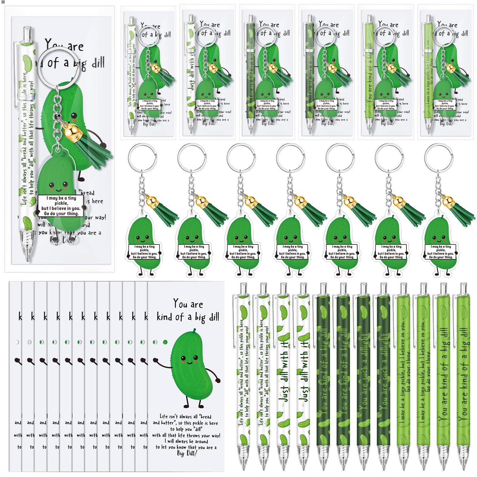 Sayglossy 60 Sets Employee Inspirational Gifts Bulk Pens and Keychains with Funny Card Emotional Positive Gifts for Thanksgiving