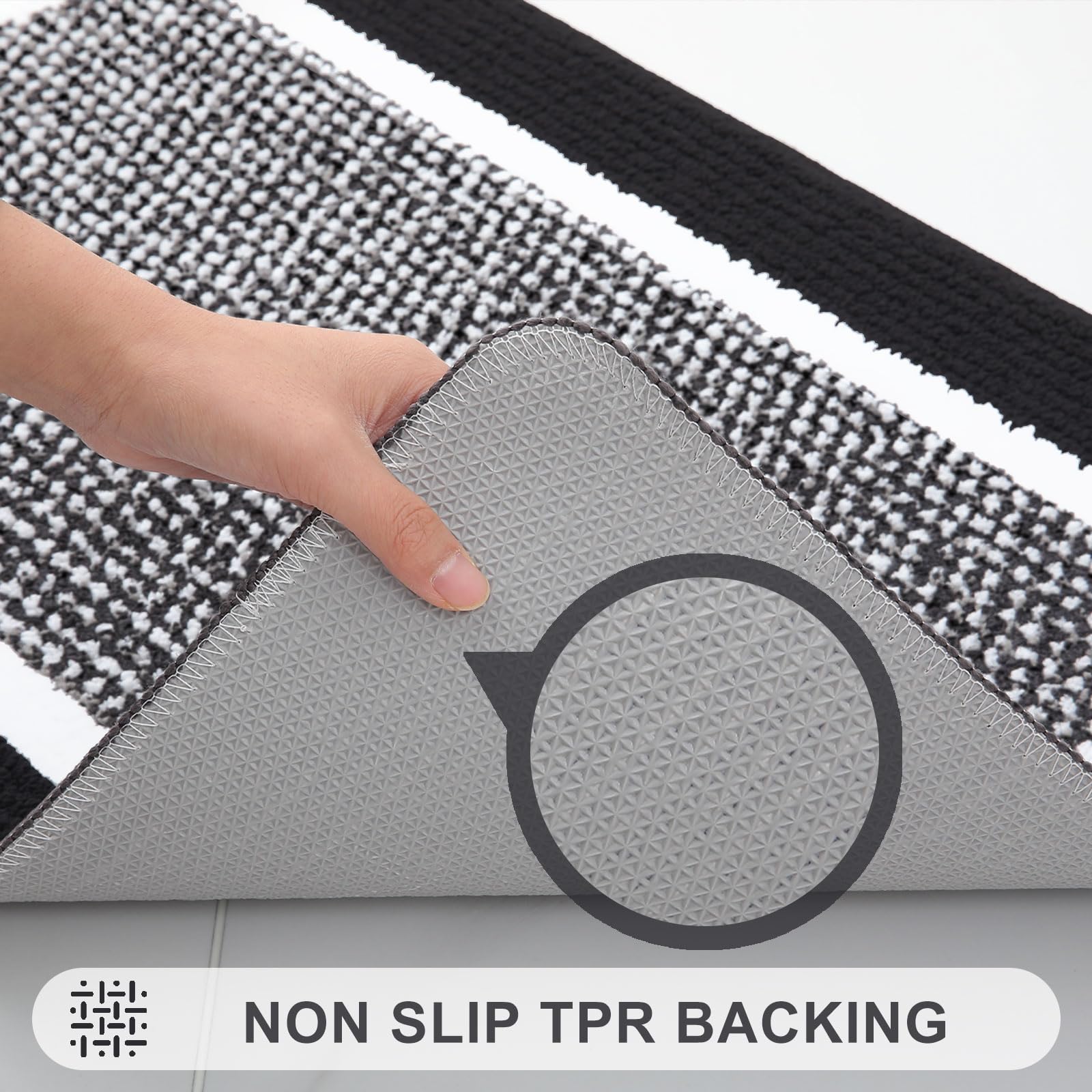 Colorxy Indoor Door Mat, Non-Slip Absorbent Resist Dirt Entrance Mat, Sturdy Low-Profile Inside Floor Mats, Washable Front Entry Doormats For Entryway, 32''X20'', Black