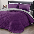 Downluxe King Size Comforter Set - Purple And Grey King Comforter, Soft Bedding Sets For All Seasons -3 Pieces - 1 Comforter (10