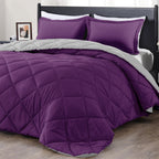 Downluxe King Size Comforter Set - Purple And Grey King Comforter, Soft Bedding Sets For All Seasons -3 Pieces - 1 Comforter (10