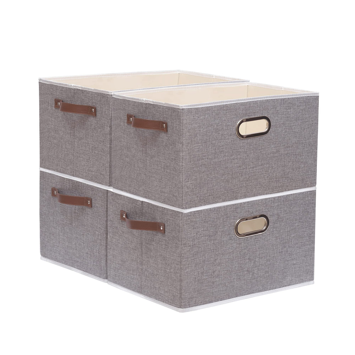 Yawinhe Fabric Storage Baskets, Foldable Closet Organizer for Shelves, Large Storage Boxes With 3 Handles, Canvas Storage Bins f