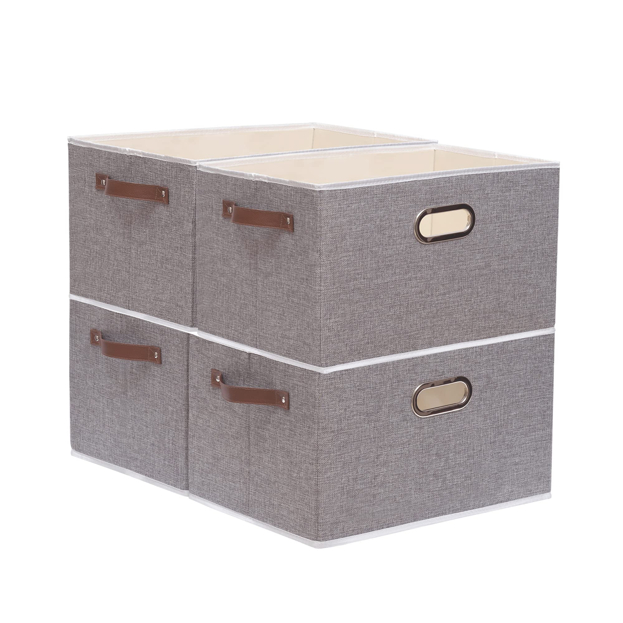 Yawinhe Fabric Storage Baskets, Foldable Closet Organizer for Shelves, Large Storage Boxes With 3 Handles, Canvas Storage Bins f