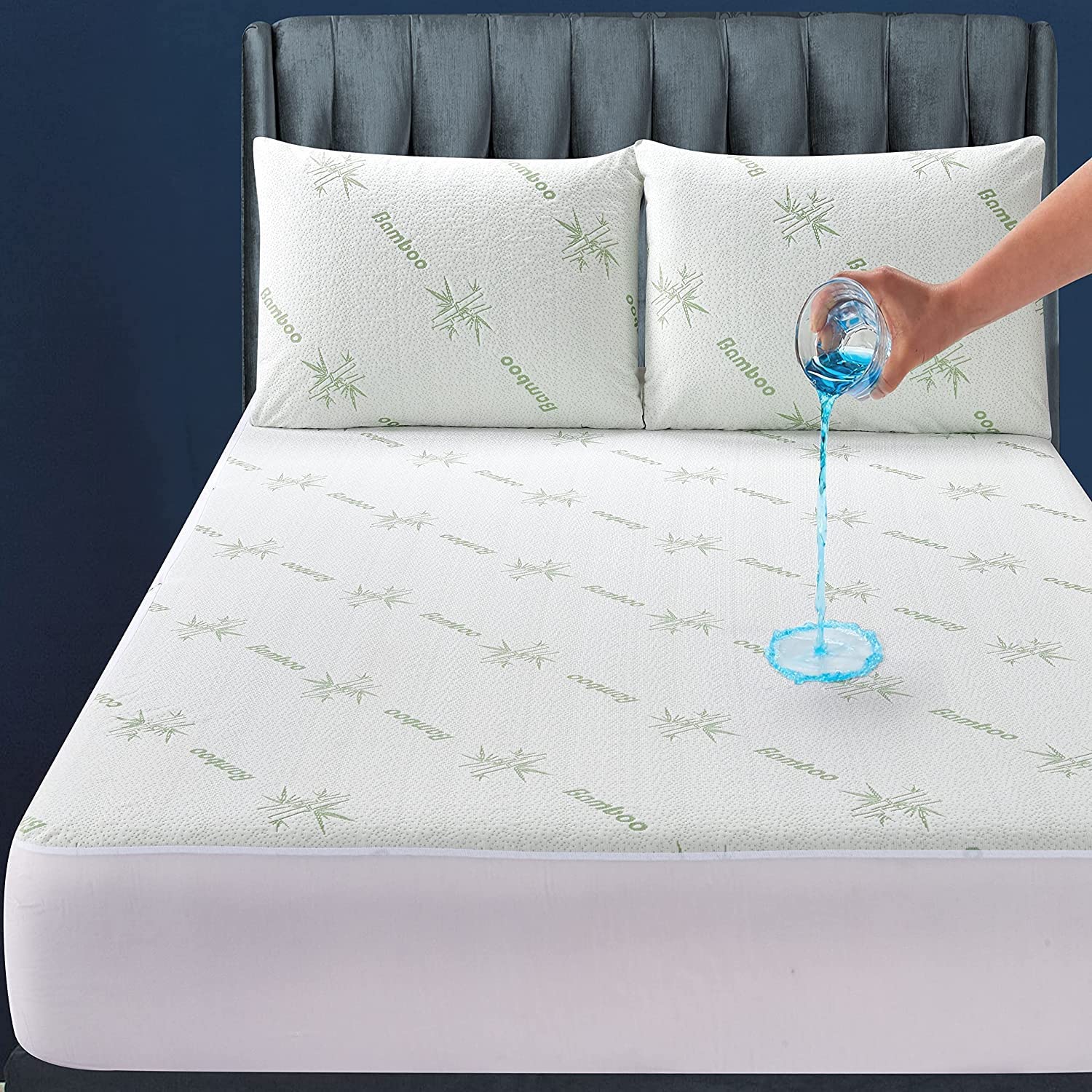 Niagara Twin Mattress Protector Waterproof Premium Mattress Cover Green Viscose Made From Bamboo 39X75 Non Noisy Breathable Ultr