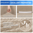 Znsayotx 1 Piece Jacquard Chair Slipcovers For Living Room High Stretch Chair Covers With Arms Anti Slip Pets Friendly Couch Sofa Armchair Cover Furniture Protector (Chair, Khaki)