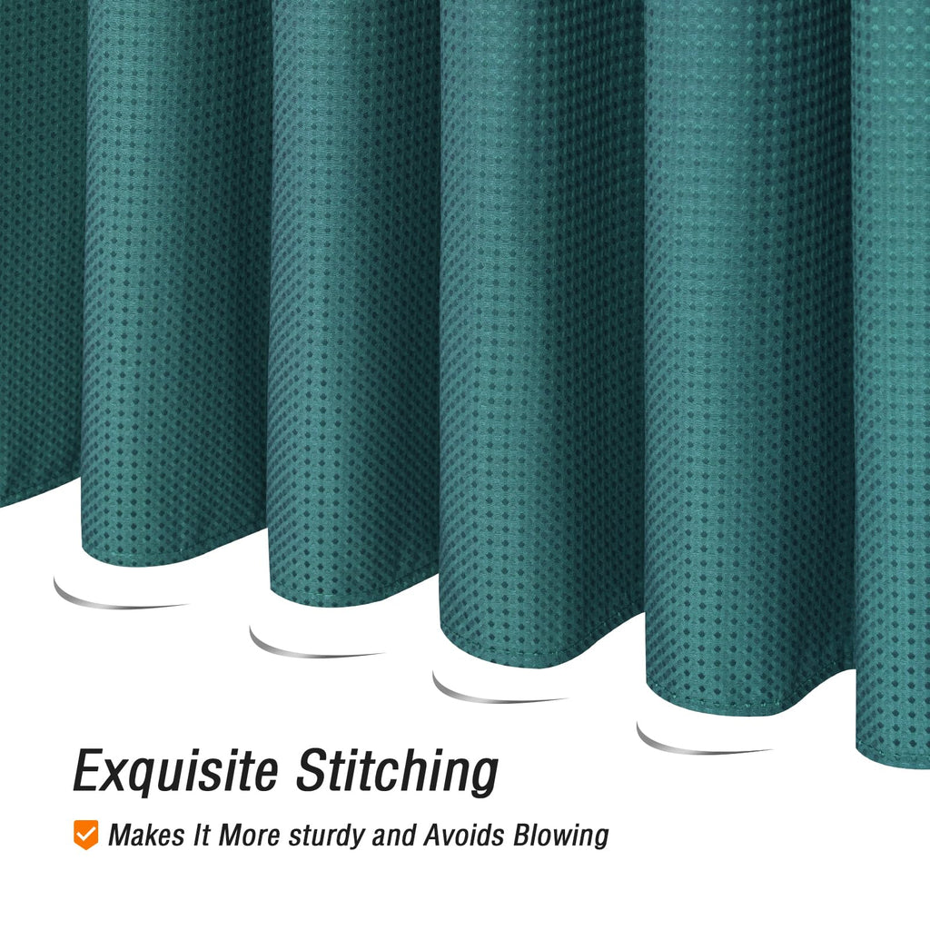 Gibelle Seaweed Green Shower Curtain, Waffle Weave Textured Fabric Shower Curtain For Bathroom - Soft Cloth & Hotel Spa Luxury,