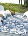 Unique Loom Outdoor Botanical Collection Area Rug - Palm (5 1 x 7 1 Rectangle Blue/Navy Blue)