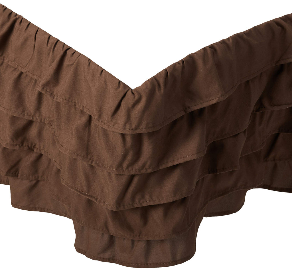 Elegant Comfort Luxurious Premium Quality 1500 Thread Count Wrinkle And Fade Resistant Egyptian Quality Microfiber Multi-Ruffle Bed Skirt - 15Inch Drop, California King, Chocolate Brown