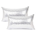 Your Smile Pack Of 2, New Luxury Series Solid Color Silver Decorative Glitzy Sequin & Comfy Satin Throw Pillow Cover Cushion Cas