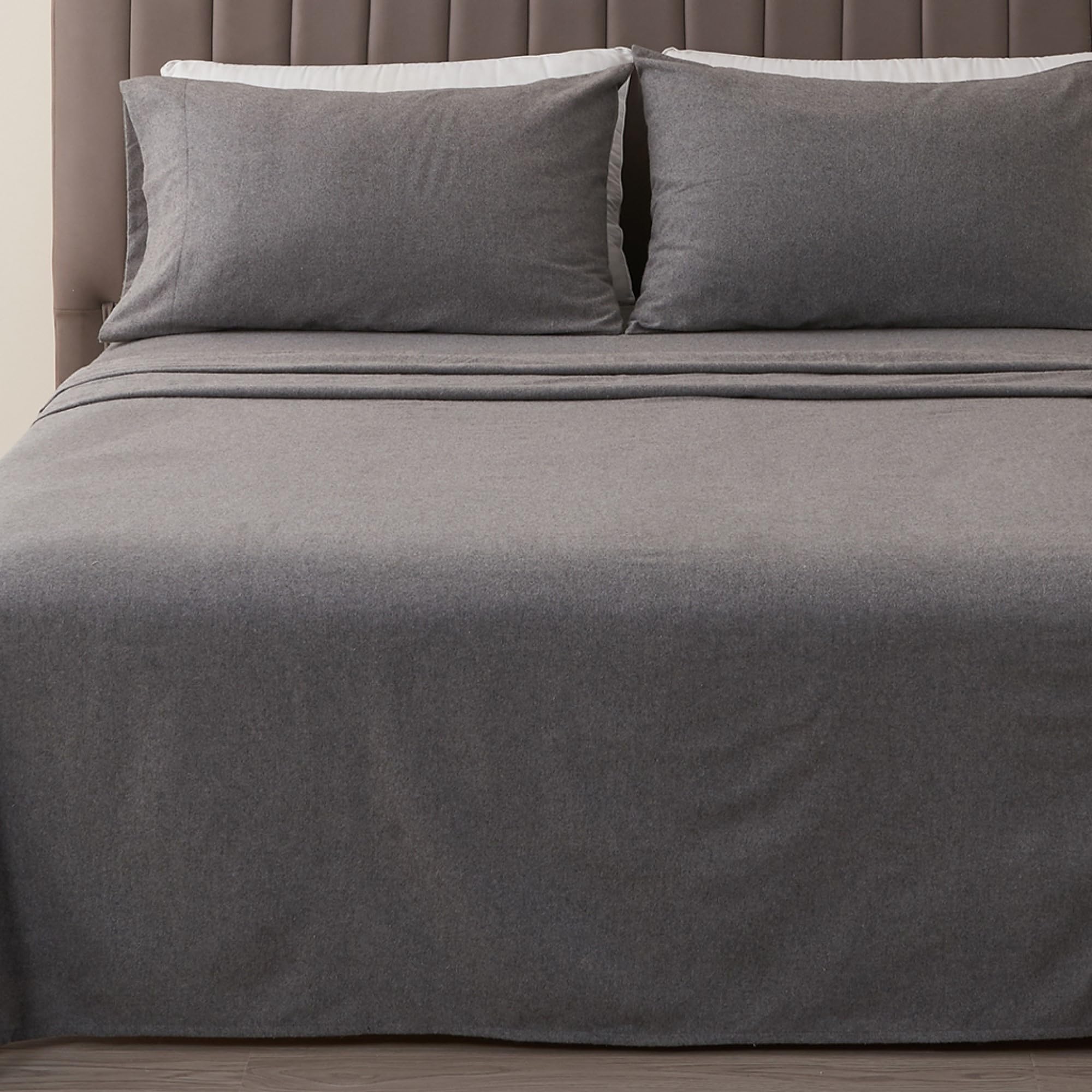 Flannel Sheet Set Twin Size - Heathered Cotton Blend, Double-Brushed, Winter Bed Sheets - Ultra-Soft, Cozy, 3-Piece Rustic Beddi