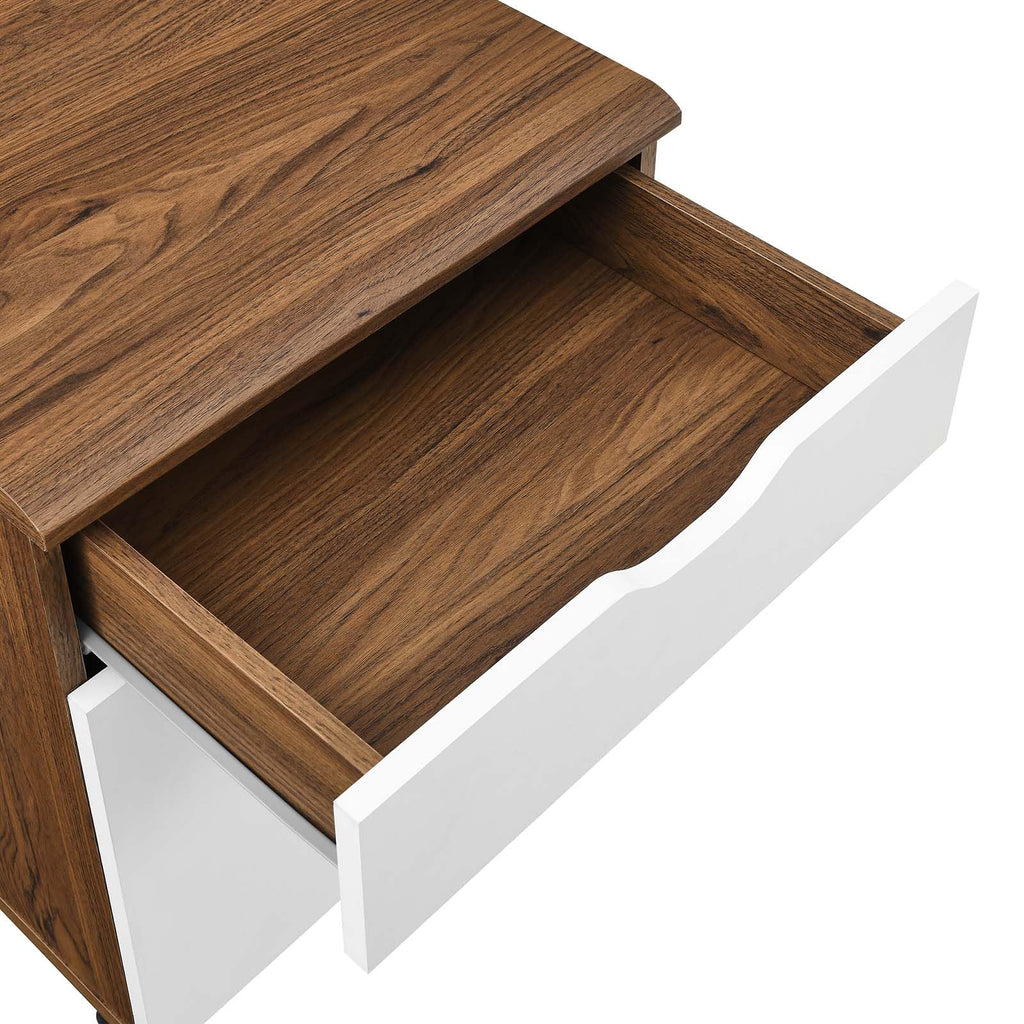 Modway Envision Modern Wood & Plastic File Cabinet In White/Walnut
