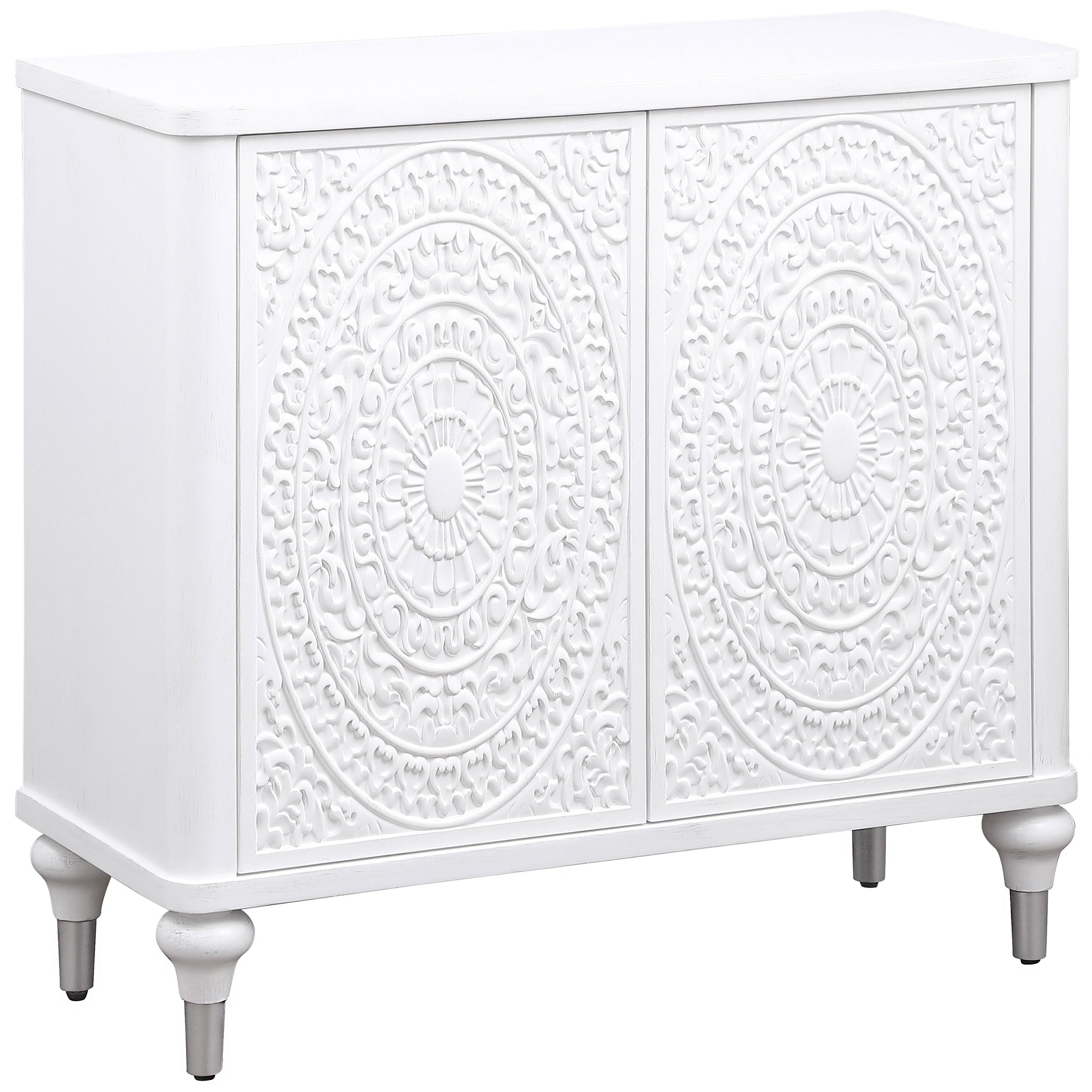 Coaster Home Furnishings Cardella 2-Door Mandala Accent Cabinet Distressed White