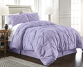 Chezmoi Collection Berlin Lavender Pinch Pleat Queen Comforter Set, 3-Piece (Comforter And Pillow Shams) - Soft Pintuck, Lightwe