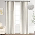 Joywell Linen 100% Blackout Curtains 96 Inches Long, Rod Pocket/Back Tab/Hook Belt/Clip Rings, Sun Light Blocking Drapes Boho For Bedroom Living Room Sliding Door (2 Panels,52 X 96,Natural Beige)