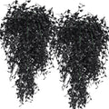 Black Artificial Hanging Plants 4PCS 33in Fake Hanging Plant Faux Ivy Leaf Greenery Vine UV Resistant Plastic Wall Black Plant f
