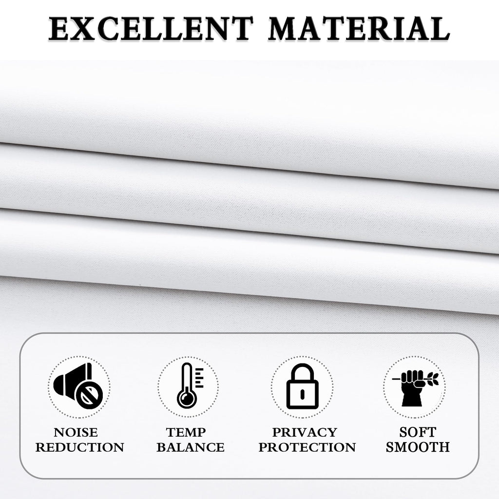 Pure White Kitchen Short Curtain Panels 45 Inch Length, 50% Light Blocking Thermal Insulated Curtains For Dining Room Short Window (Set Of 2, W 42 Inches X L 45 Inches)