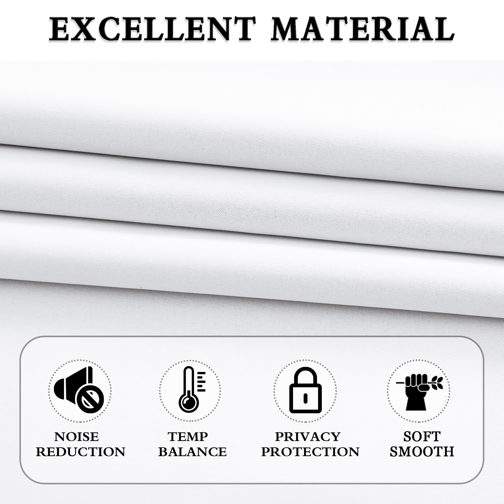 Pure White Kitchen Short Curtain Panels 45 Inch Length, 50% Light Blocking Thermal Insulated Curtains For Dining Room Short Window (Set Of 2, W 42 Inches X L 45 Inches)