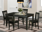East West Furniture DUNO5-BLK-W 5 Piece Dining Room Table Set Includes a Rectangle Wooden Table and 4 Kitchen Dining Chairs, 36x60 Inch, Black