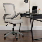 Flash Furniture Kale Mid-Back Gray Mesh Swivel Ergonomic Task Office Chair With Gray Frame And Flip-Up Arms
