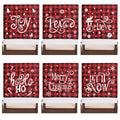 CCINEE 6pcs Christmas Chair Back Covers, Red and Black Buffalo Plaid Chair Slipcovers with Snowflake Xmas Chair Chair Back Cover