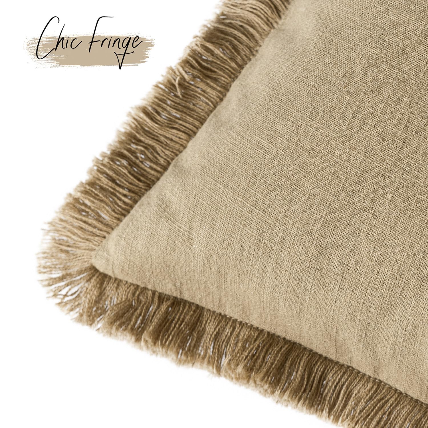 Foindtower Decorative Linen Fringe Lumbar Throw Pillow Covers Boho Farmhouse Cushion Cover With Tassel Soft Accent Pillowcase Fo