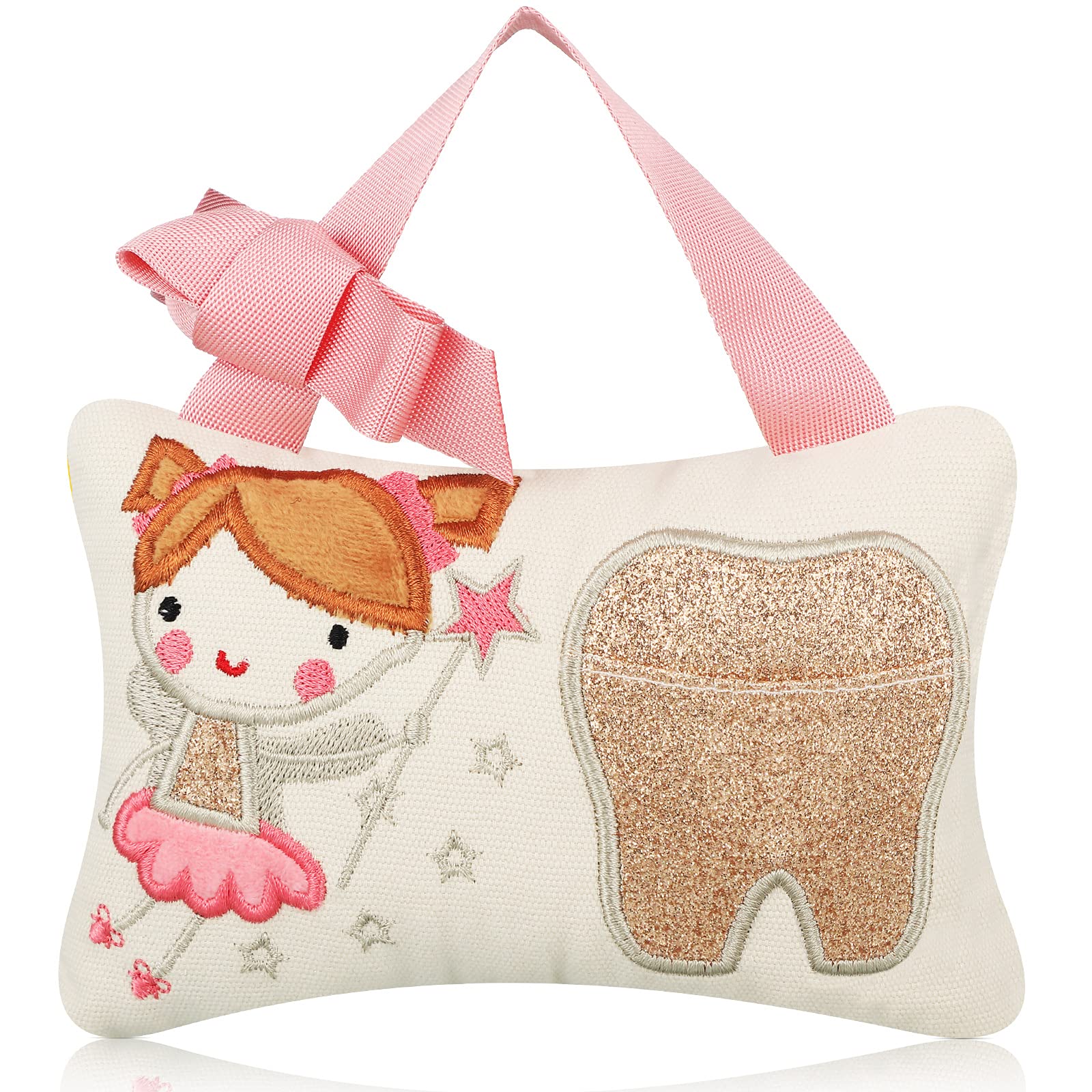 Qunclay Tooth Fairy Pillow With Pocket Kids Tooth Pillow Tooth Keepsake Pouch Tooth Fairy Gifts For Girl And Boy, 3.9 X 5.9 Inch