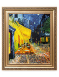 DECORARTS - Cafe Terrace At Night - Vincent Van Gogh. Giclee Print on Canvas with matching Golden-relief Framed Wall Art. Pictur