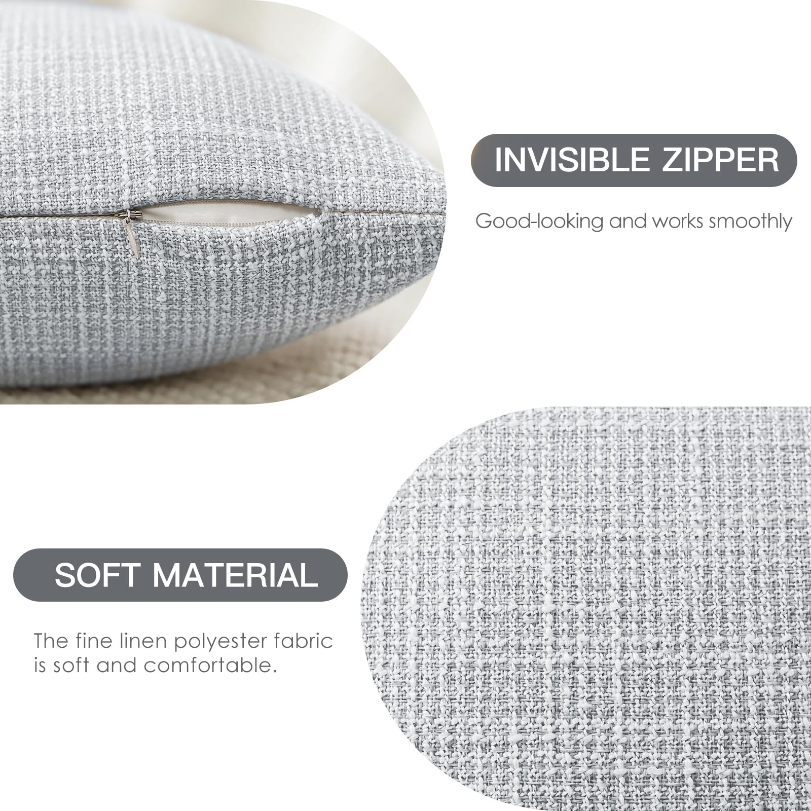 Otostar Pack Of 2 Throw Pillow Covers 16X24 Inch Linen Blue Grey Pillowcases Farmhouse Decorative Solid Pillow Covers 40X60 Cm L