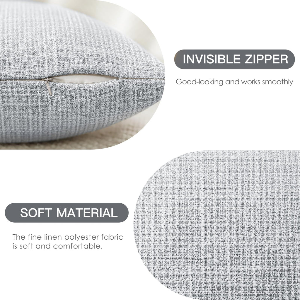 Otostar Pack Of 2 Throw Pillow Covers 20X20 Inch Linen Blue Grey Pillowcases Farmhouse Decorative Solid Pillow Covers 50X50 Cm S