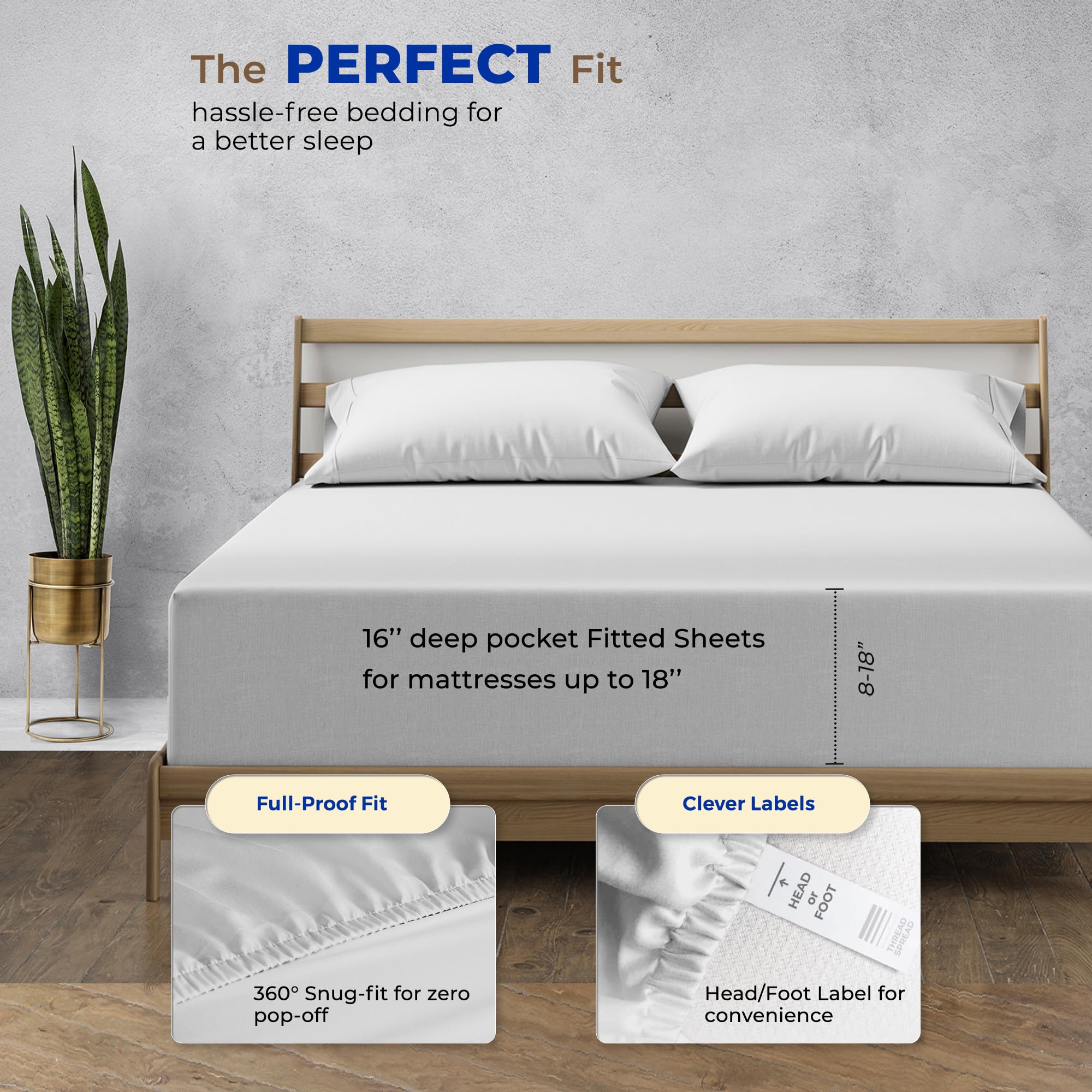 Thread Spread Luxury Egyptian Cotton Twin Fitted Sheet Only - 1000-Thread-Count 16' Twin Deep Pocket Fitted Sheet, Soft, Sateen Weave, Extra Long Staple Egyptian Cotton Twin Bottom Sheet - Silver Grey