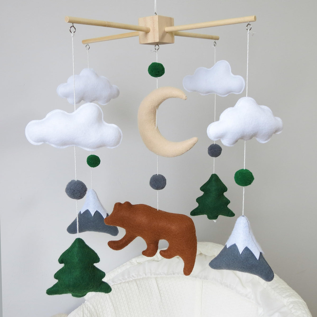 Woodland Bear Mobile for Crib Woodland Baby Mobile Woodland Theme Nursery D  cor