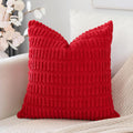 Otostar Corduroy Decorative Throw Pillow Covers 22X22 Inch Super Soft Boho Striped Square Pillow Covers Case Modern Cushion Covers For Sofa Couch Bedroom Car Decor Red