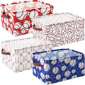 Boao 4 Pack Baseball Storage Baskets for Gifts Empty Collapsible Laundry Storage Bins with Handles Foldable Boxes for Home Bedro