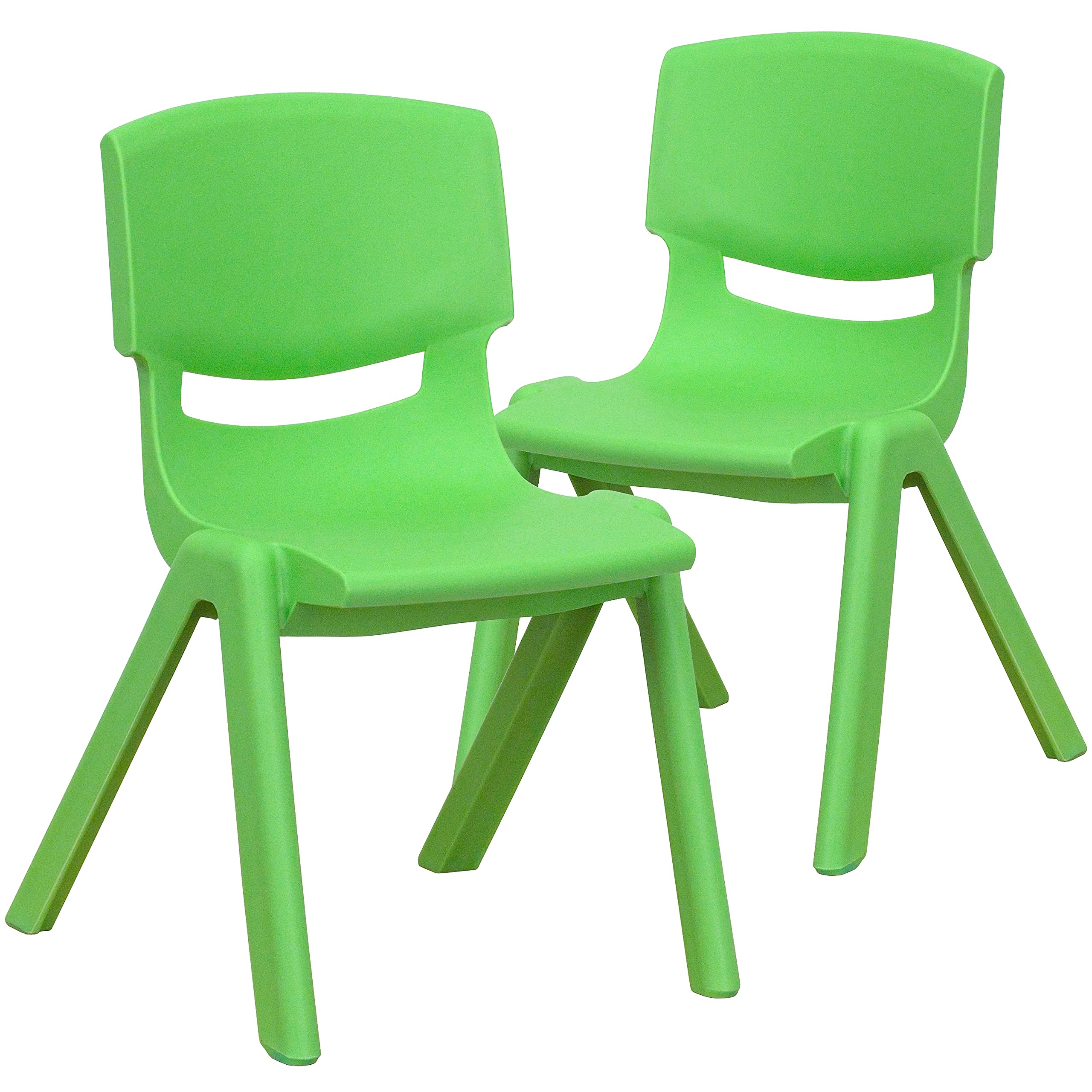2 Pack Green Plastic Stackable School Chair with 12 Seat Height