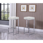 Best Master Furniture Dorrington Velvet Backless Bar Stool in White/Silver (Set of 2)