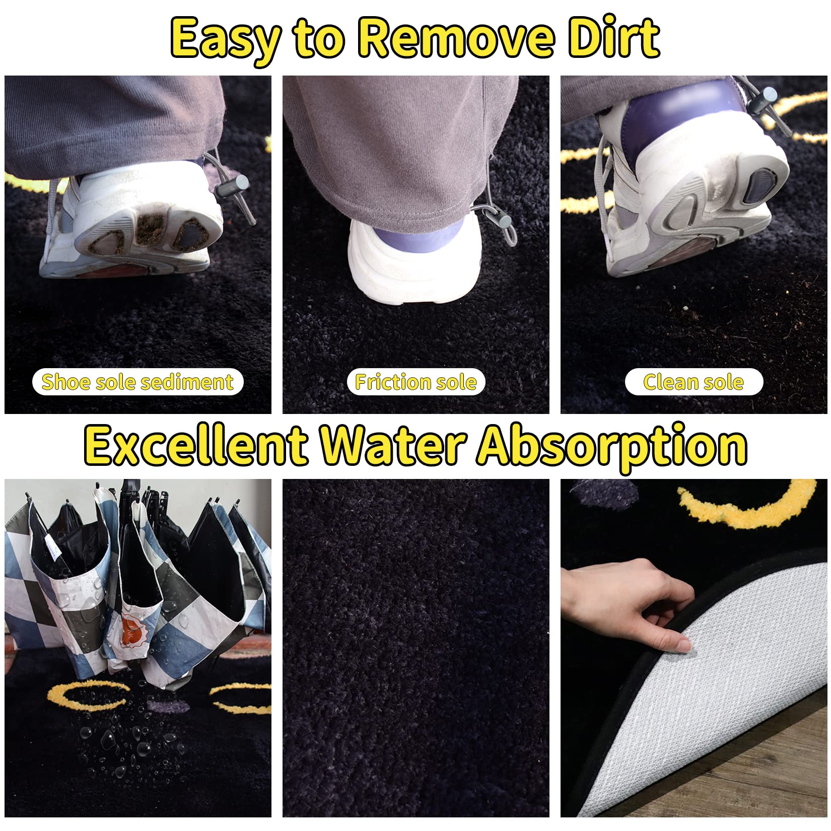 Nigoways Bathroom Rug,Soft Cat Rug,Cute Black Cat Bath Mat For Bathroom, Bedroom,Non Slip Rug,Bath Rugs For Home Decorations,Hou