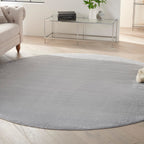 Nourison Essentials Indoor/Outdoor Silver Grey 10' X Round Area Rug, Easy Cleaning, Non Shedding, Bed Room, Living Room, Dining Room, Backyard, Deck, Patio (10 Round)