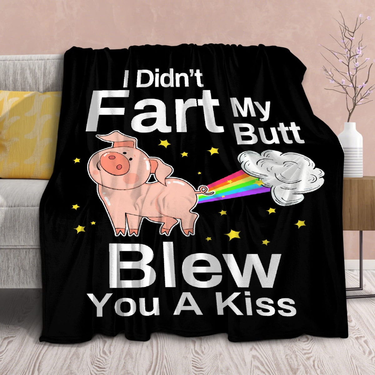 Pig Blanket,Girls Pink Pigs Animal Fleece Lightweight Throws,I Didnt My Blew You A Kiss,Super Soft Sherpa Blankets, For Bed Sofa
