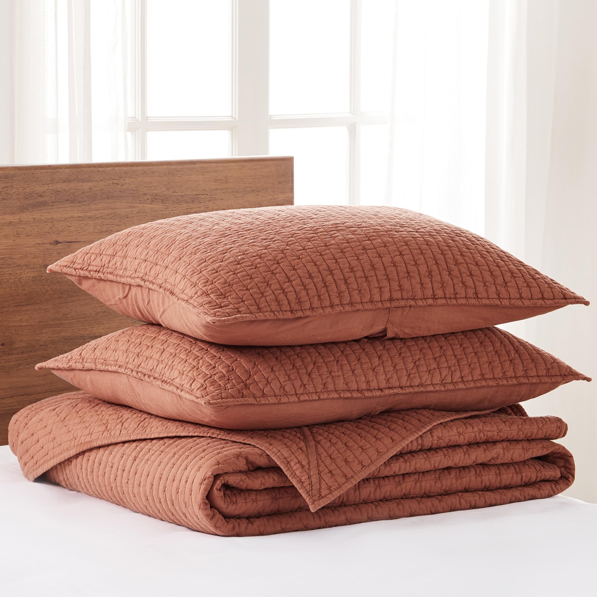 Levtex Home - Cross Stitch Adobe Bedspread Set - Twin Quilted Bedspread And One Standard Sham - Cross Stitch Pattern - Bedspread