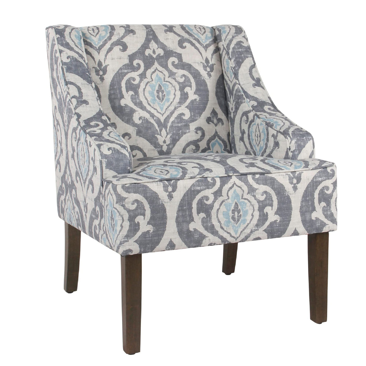 Benjara, Multicolor Wooden Accent Chair With Swooping Armrests