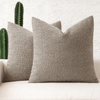 Miulee 18X18 Inch Decorative Pillow Covers For Couch Bed Set Of 2 Textured Boucle Neutral Throw Pillows Light Brown Accent Solid Cushion Pillowcase Cozy Soft Chair Sofa Livingroom Home Decor