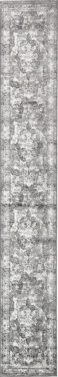 Unique Loom Sofia Collection Area Rug - Salle Garnier (2 x 13 1 Runner, Gray/ Ivory)