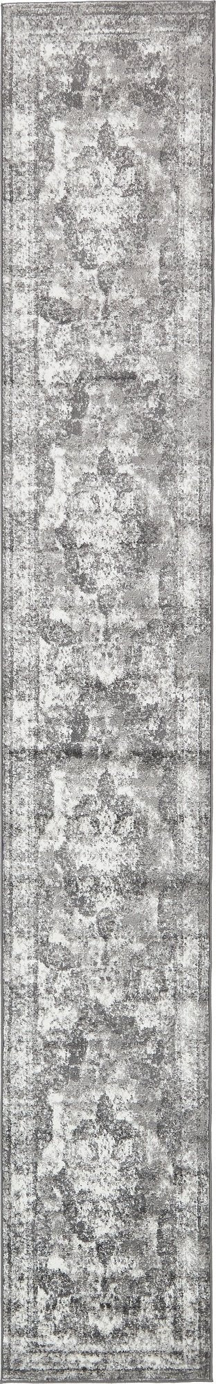 Unique Loom Sofia Collection Area Rug - Salle Garnier (2 x 13 1 Runner, Gray/ Ivory)