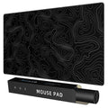 Rinaze Extra Large Gaming Mouse Pad With Black Topographic, Xxl Mousepad, Big Mouse Mat Desk Pad, Non Slip Keyboard Pad For Gami