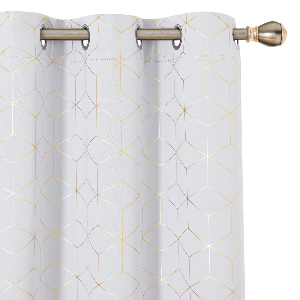 Deconovo Blackout Curtain Golden Diamond Foil Print Grommet Curtains, 42W X 84L Inch, Light Blocking Window Drapes Living Room,
