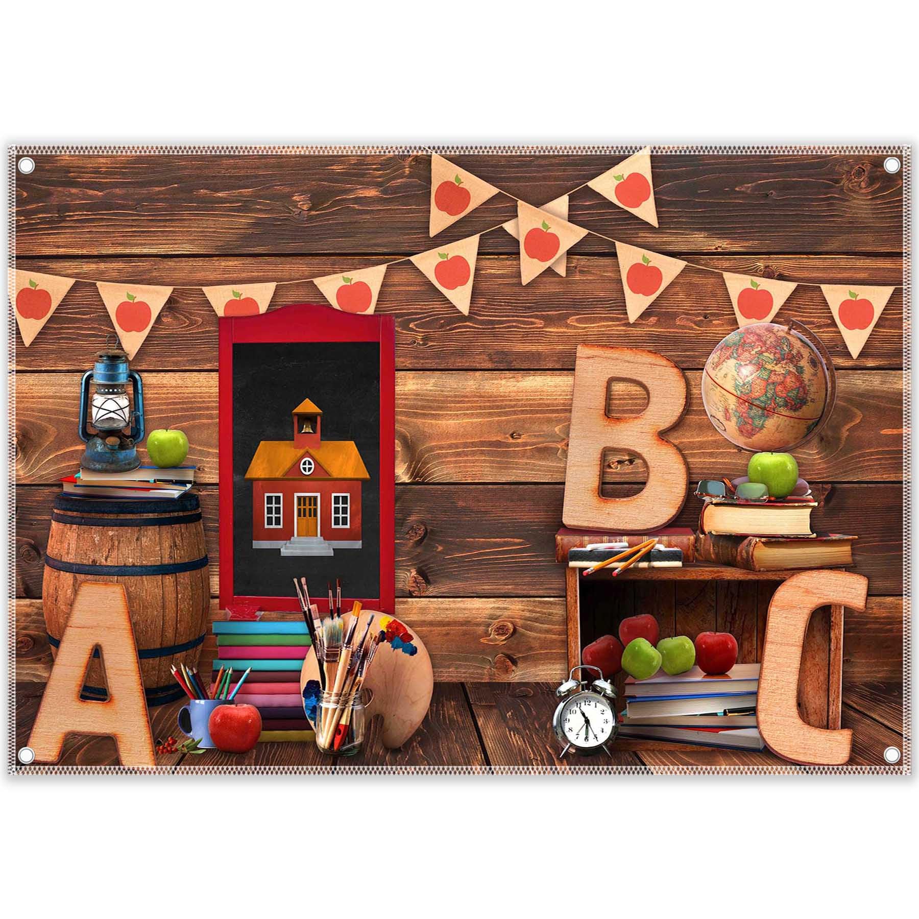 Swepuck 8X6Ft Back To School Photography Backdrop Abc Letter Vintage Wooden House Background Welcome Kids Kindergarten Classroom
